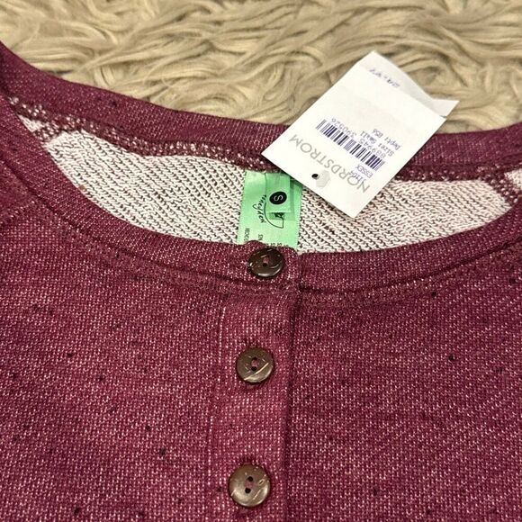 Honeydew NWT heathered maroon Henley sweatshirt size small - Picture 2 of 3